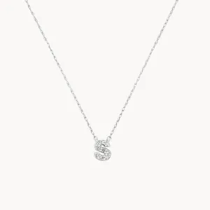 Diamond Letter S Necklace in Silver