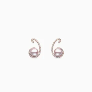 Diamond Swirl & Pearl Earrings