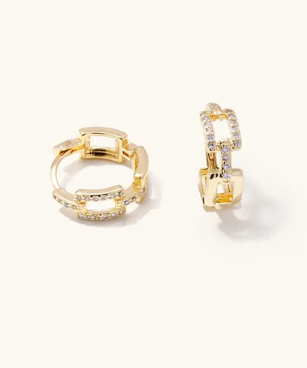 Dion Chain Hoop Earrings - Gold