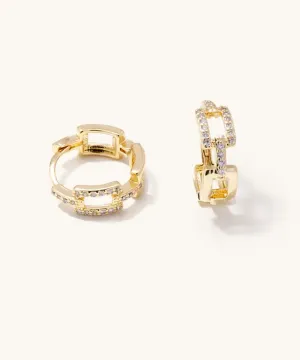 Dion Chain Hoop Earrings - Gold