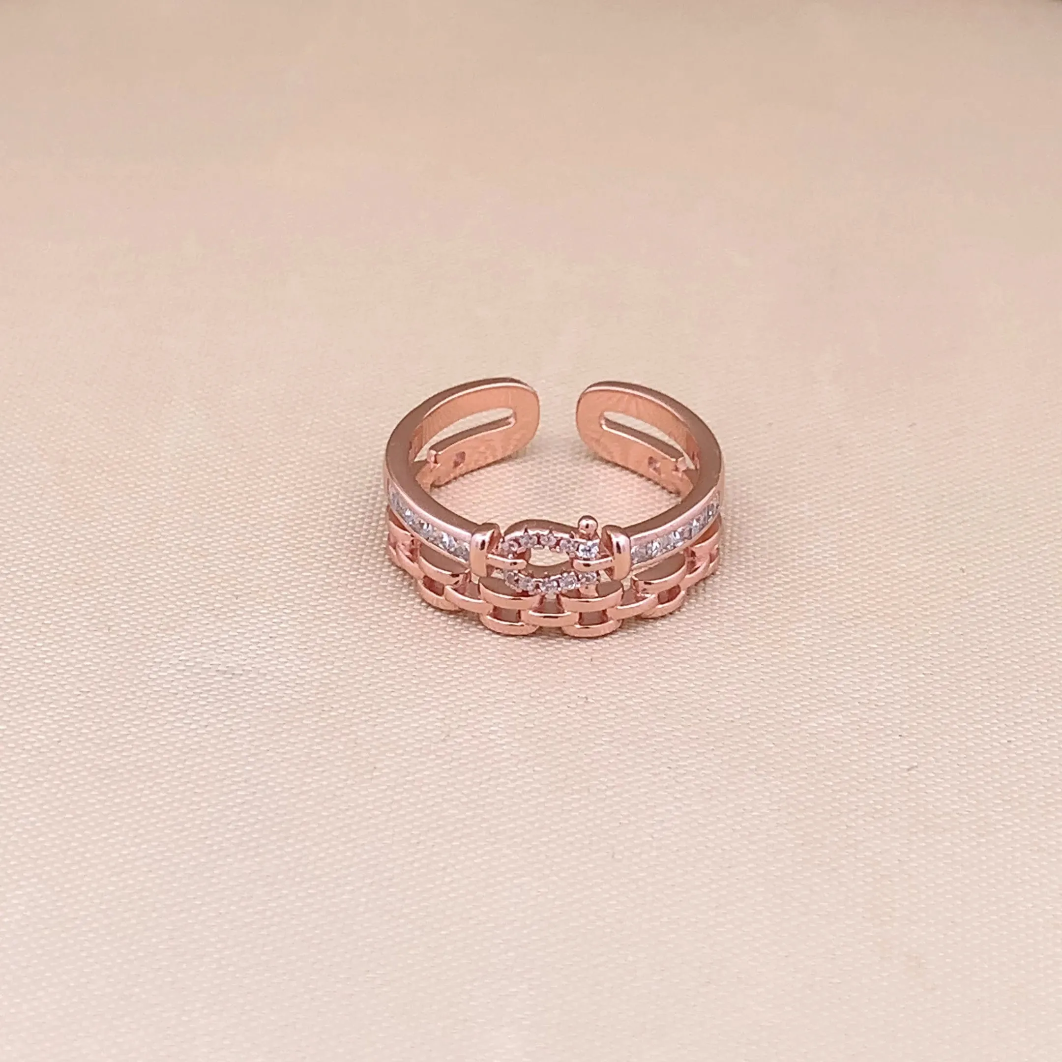 Double Layer Link Adjustable Ring (Pure Silver)