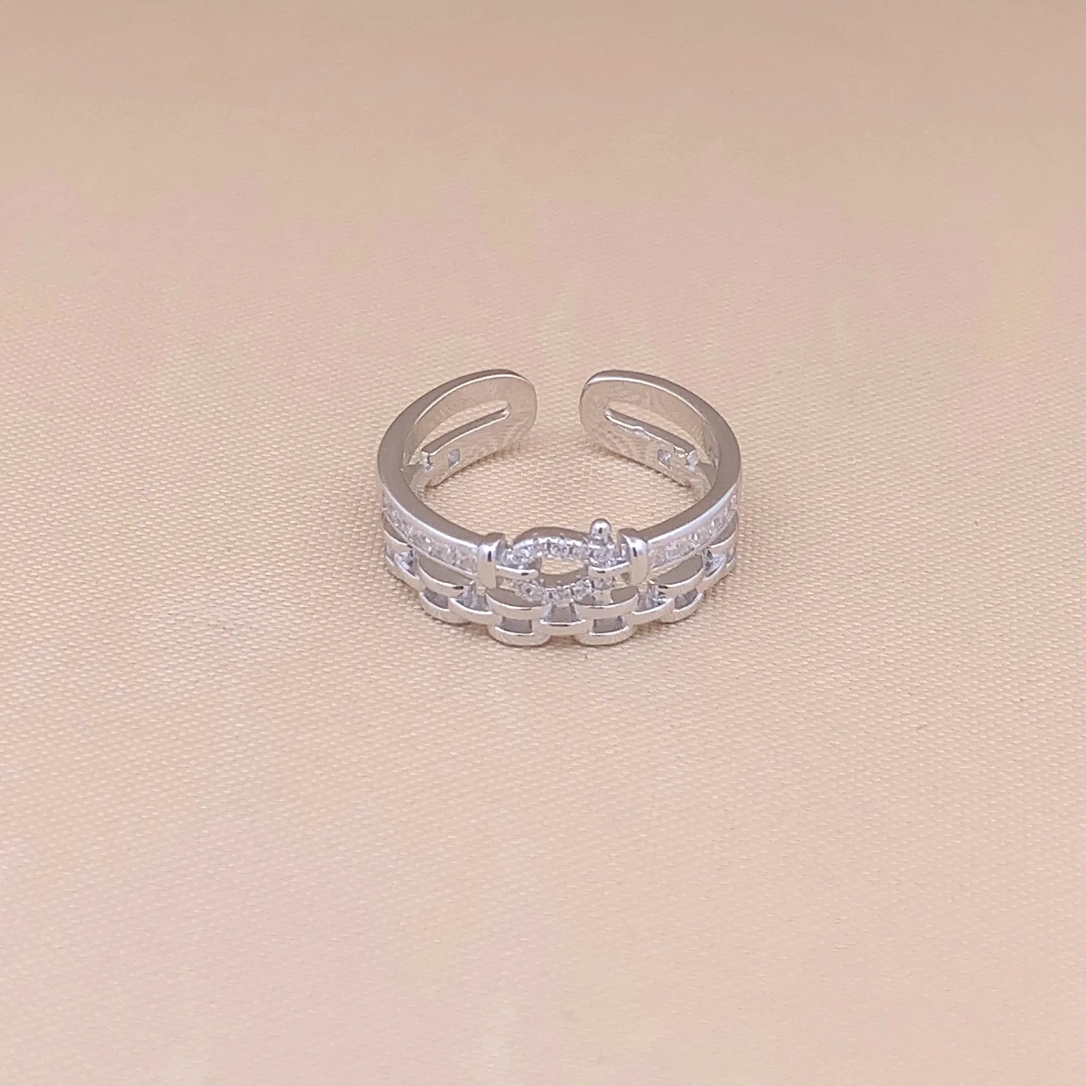 Double Layer Link Adjustable Ring (Pure Silver)
