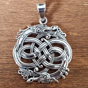 Dragon Infinity Knot Amulet .925 Sterling Silver Charm Pendant