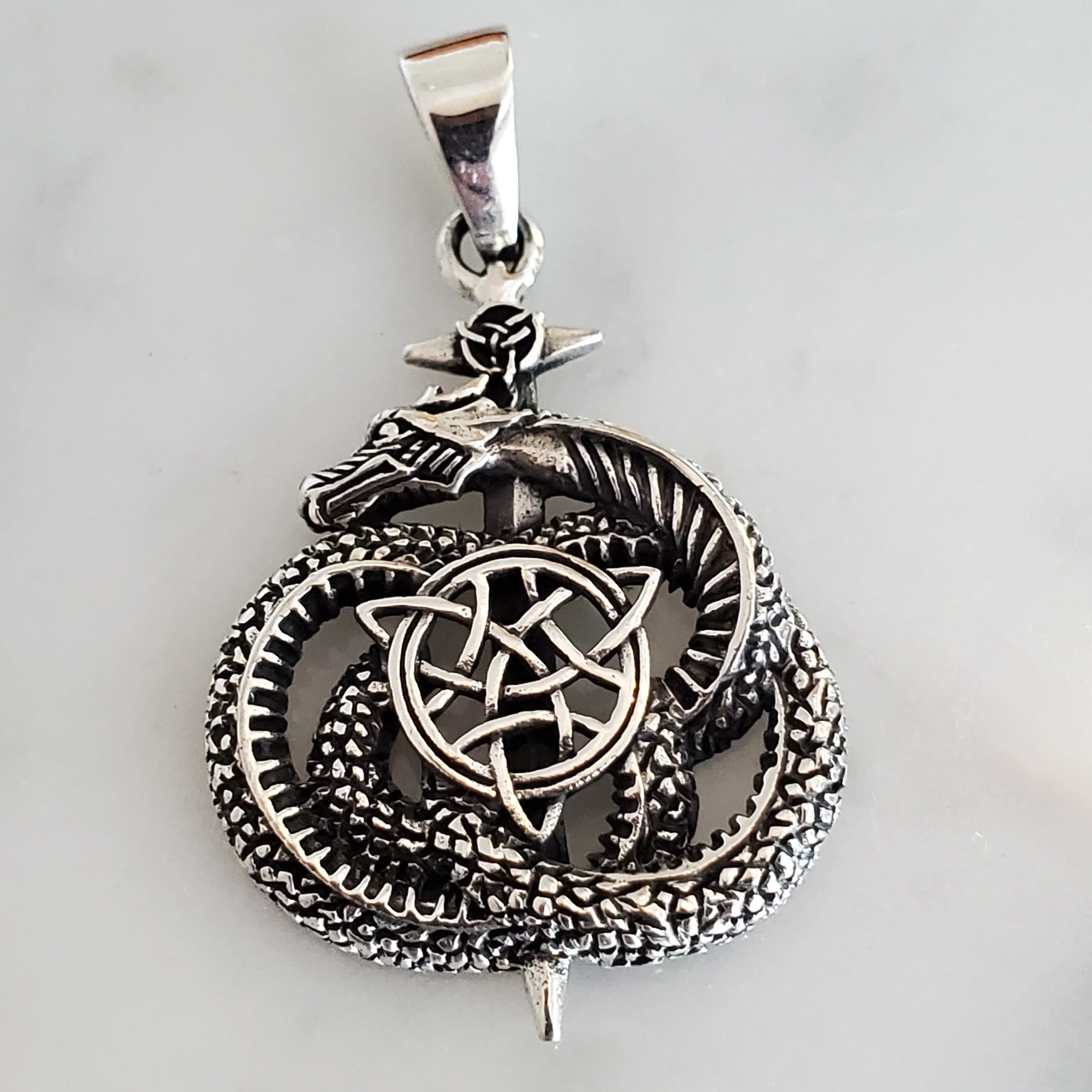 Dragon Trilogy Amulet .925 Sterling Silver Charm Pendant