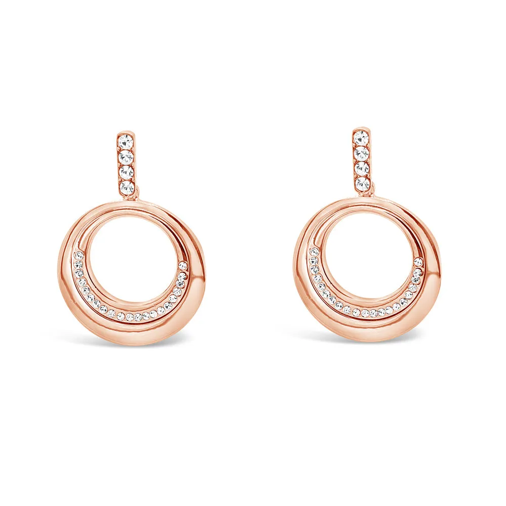 Dreamy Rose Gold Circle Drop Earrings