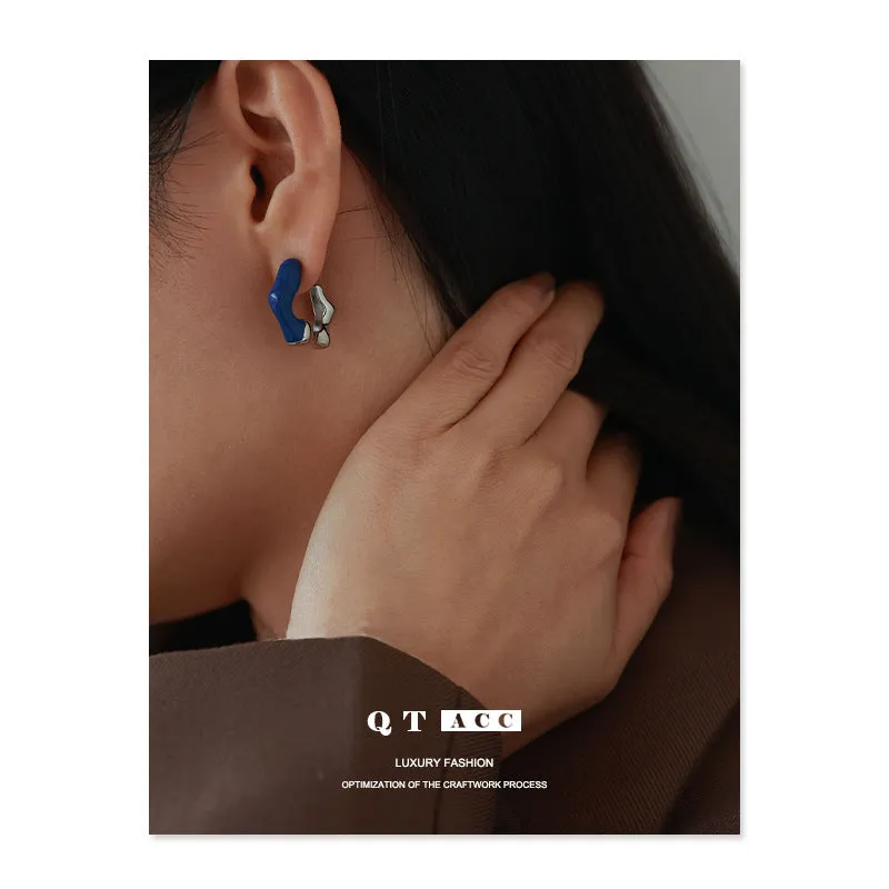 Earring Fashion Metal Color Matching Silver Stud Earrings Brass Plated 18K