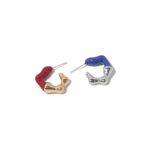 Earring Fashion Metal Color Matching Silver Stud Earrings Brass Plated 18K