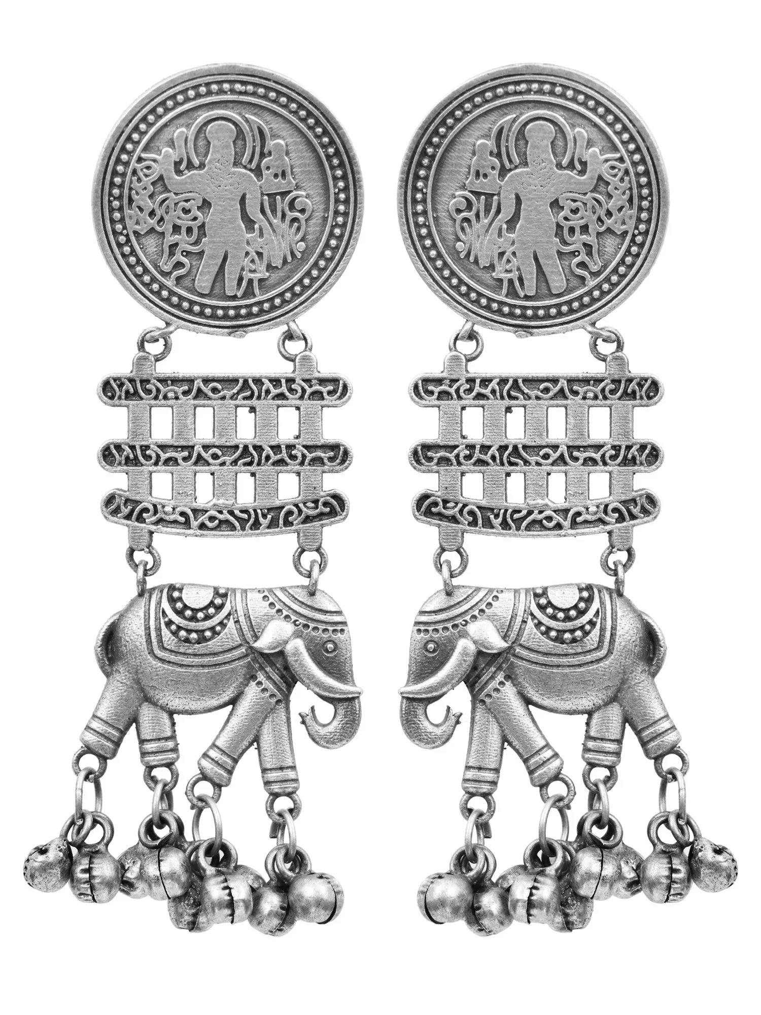 Elegant Oxidised Silver Elephant Drop Earrings For Stunning Women