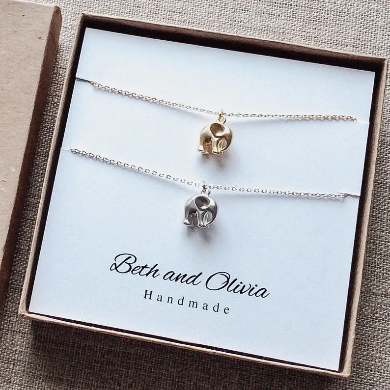 Elephant Double Charm Necklace Set