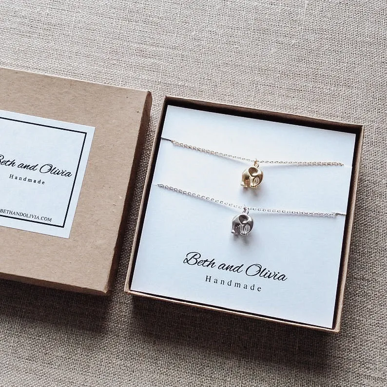 Elephant Double Charm Necklace Set