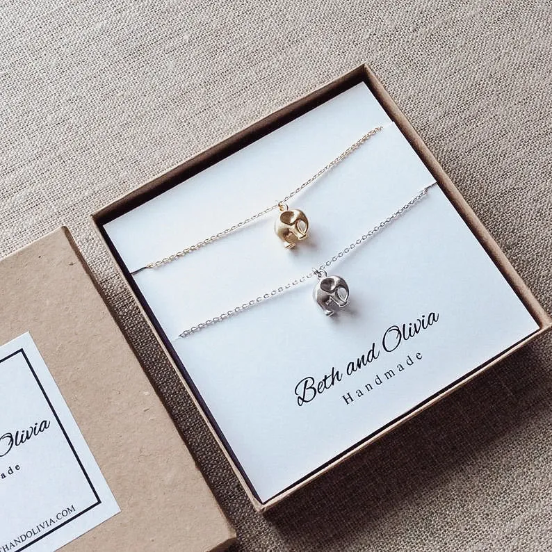 Elephant Double Charm Necklace Set