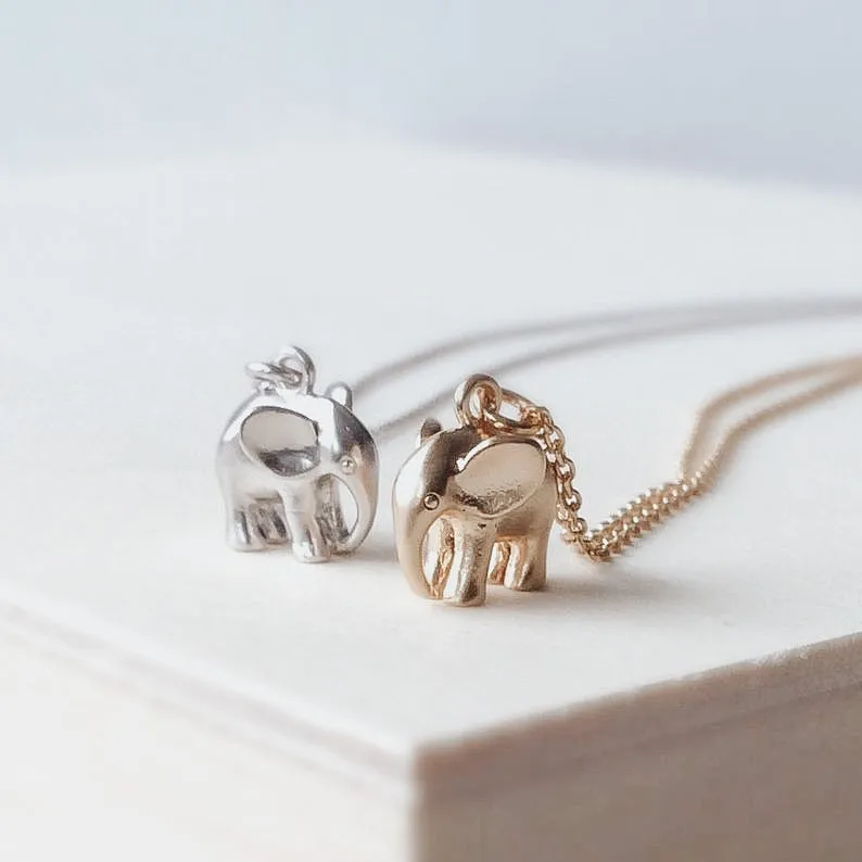 Elephant Double Charm Necklace Set