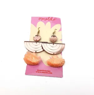 Emeldo gold half moon drop earrings with peach detail