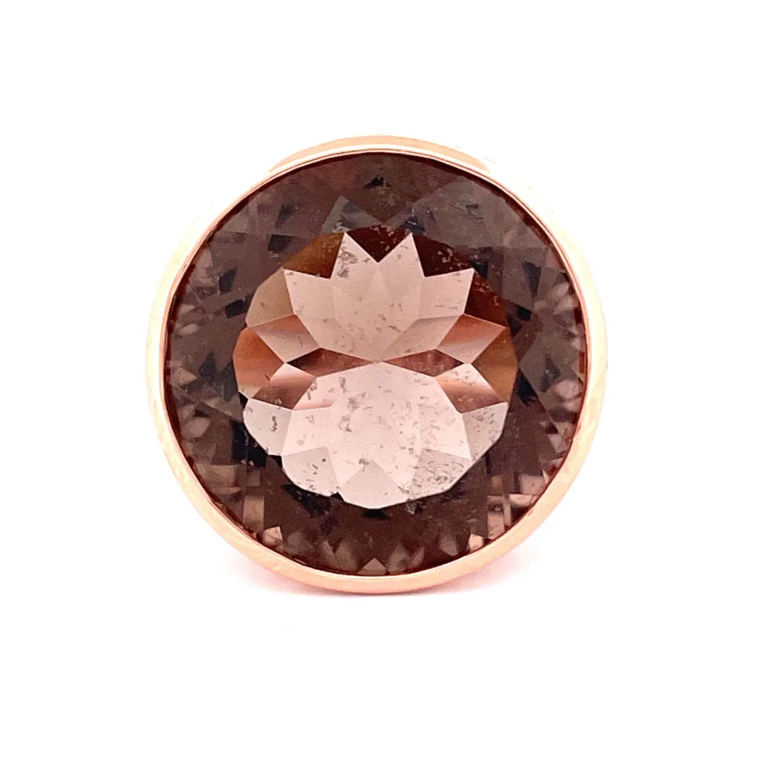 Enchanting 14k Rose Gold Smoky Quartz Filigree Design Ring