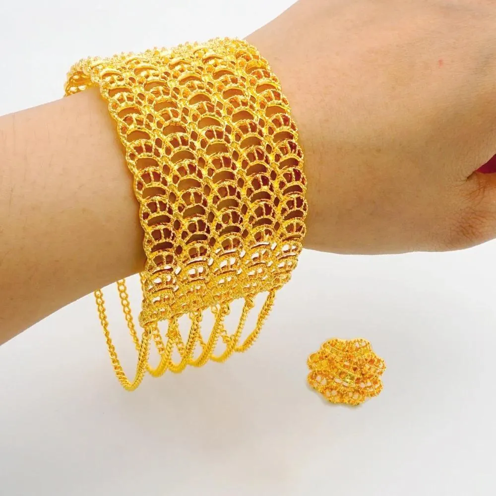 Ethiopian Dubai Gold Color Tassel Bracelet For Nigeria Women