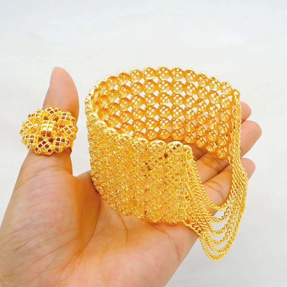 Ethiopian Dubai Gold Color Tassel Bracelet For Nigeria Women