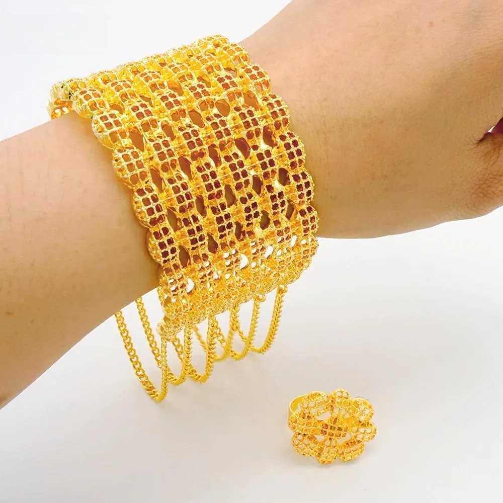 Ethiopian Dubai Gold Color Tassel Bracelet For Nigeria Women