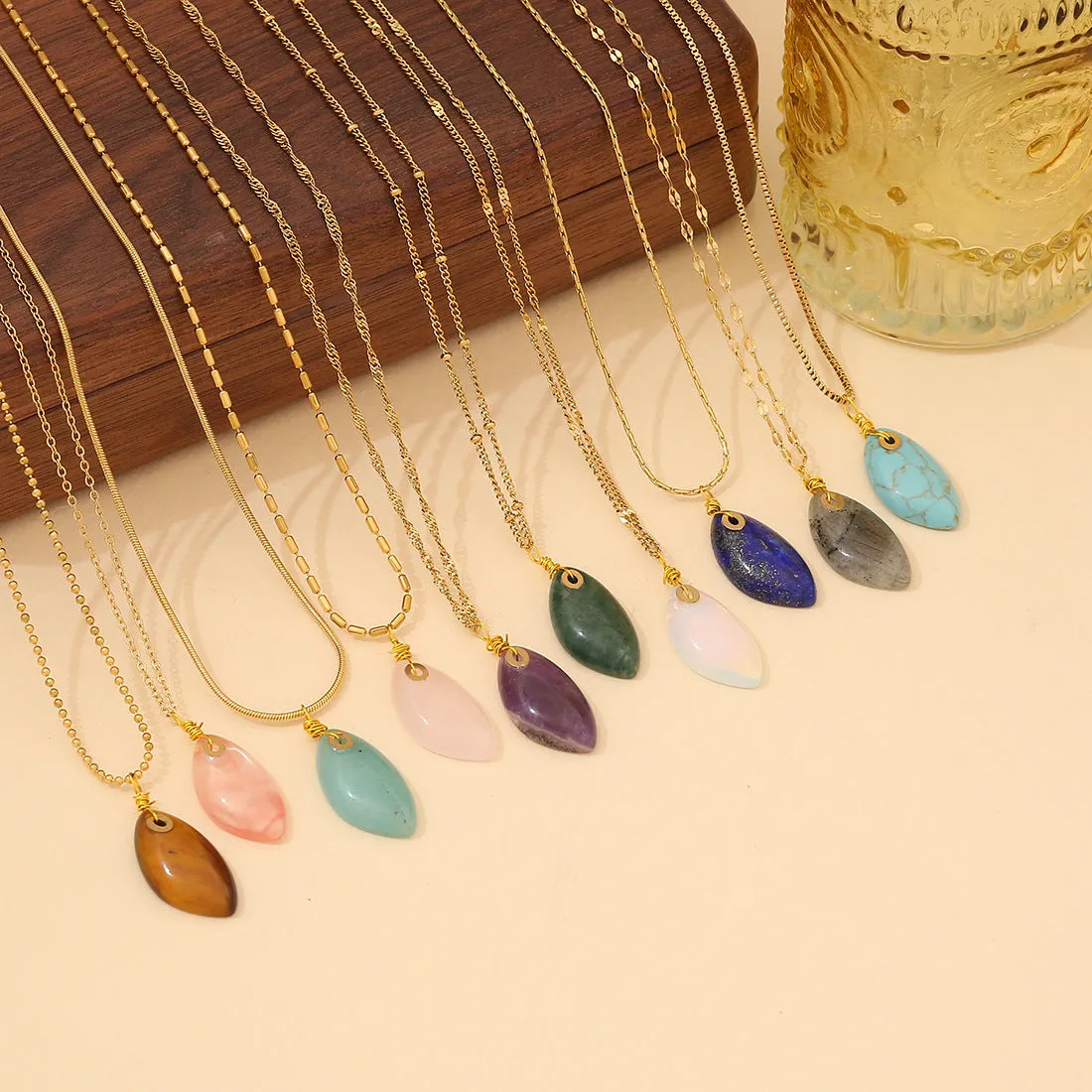 Expressive Natural Stone Electroplating Necklaces