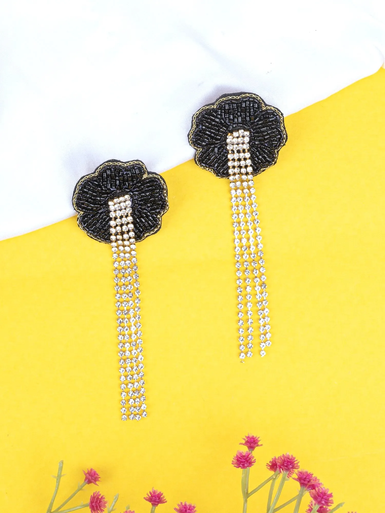 Exquisite Black Beaded Tassel Long Earrings: A Chic Statement for Fashionistas
