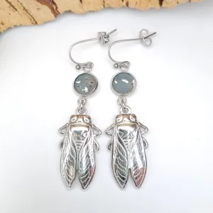 Fabrikk Bugged Out Pendant Earrings | Eco Cork | Aqua Silver