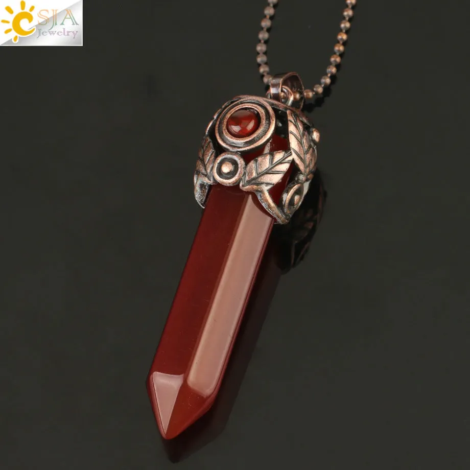 Fashion and Beautiful Ladies Natural Crystal Necklace Crystal Hexagon Prism Pendant Amethyst Necklace