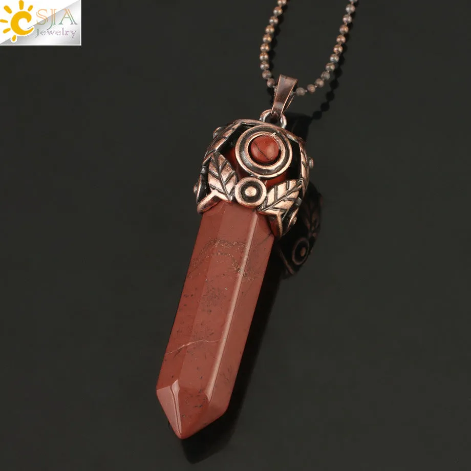 Fashion and Beautiful Ladies Natural Crystal Necklace Crystal Hexagon Prism Pendant Amethyst Necklace