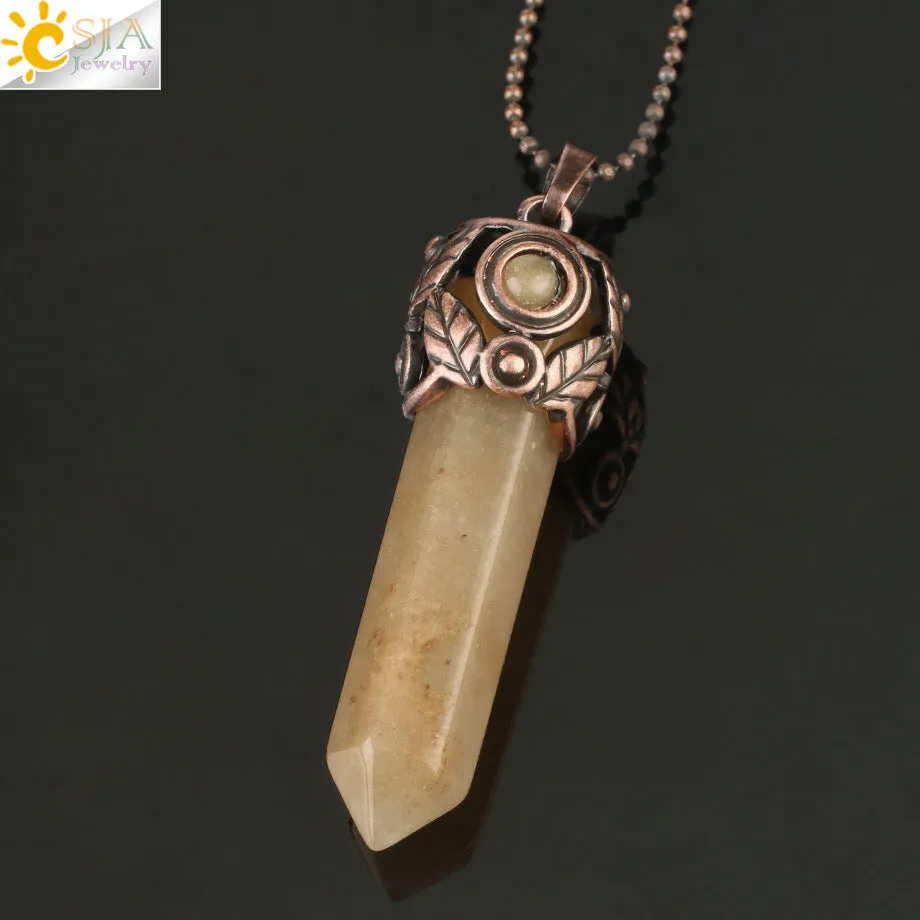 Fashion and Beautiful Ladies Natural Crystal Necklace Crystal Hexagon Prism Pendant Amethyst Necklace