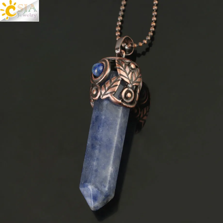 Fashion and Beautiful Ladies Natural Crystal Necklace Crystal Hexagon Prism Pendant Amethyst Necklace