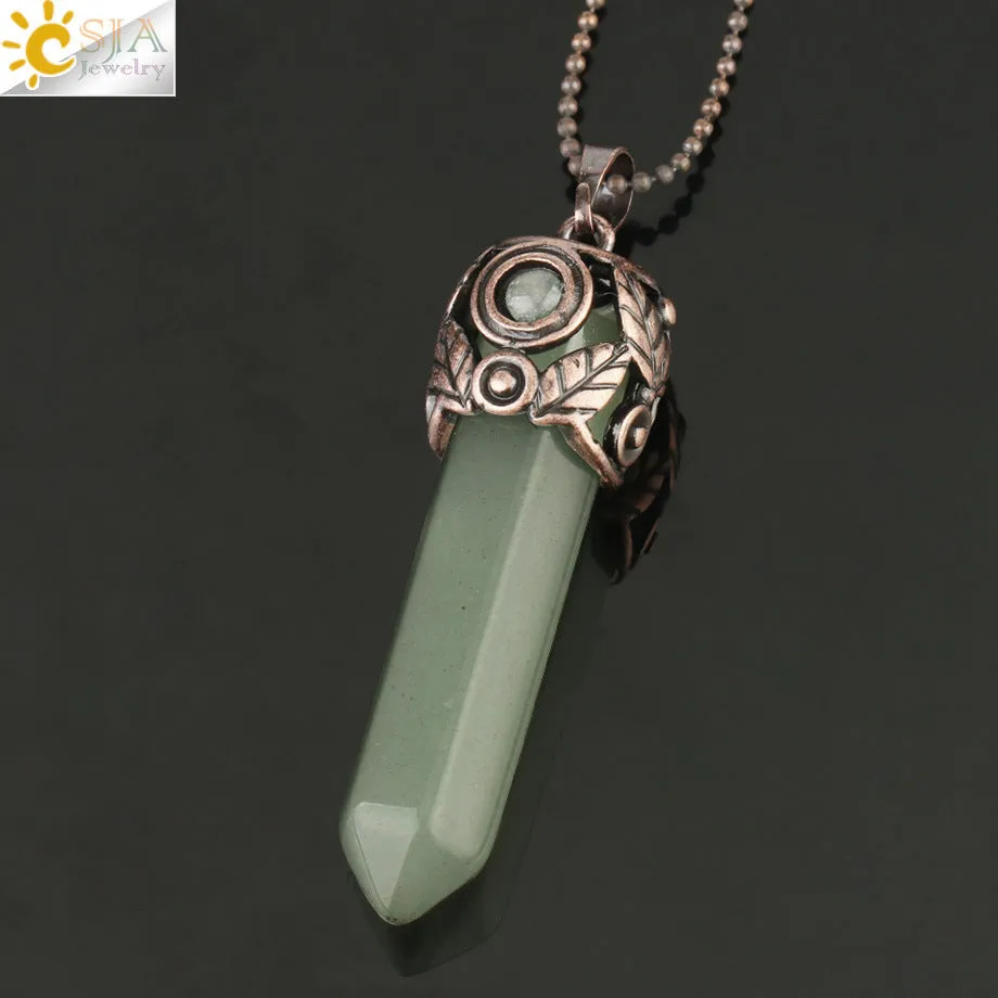 Fashion and Beautiful Ladies Natural Crystal Necklace Crystal Hexagon Prism Pendant Amethyst Necklace