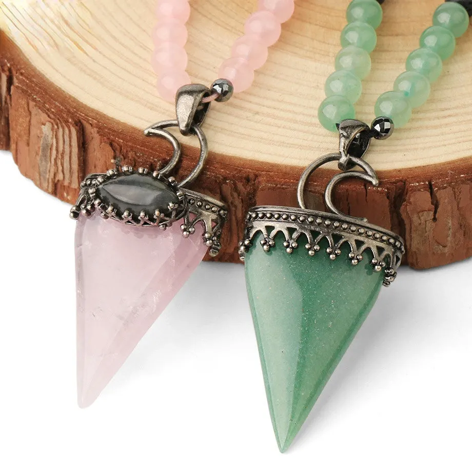 Fashion and Beautiful Ladies Natural Crystal Necklace Triangle Moon Adjustable Necklace