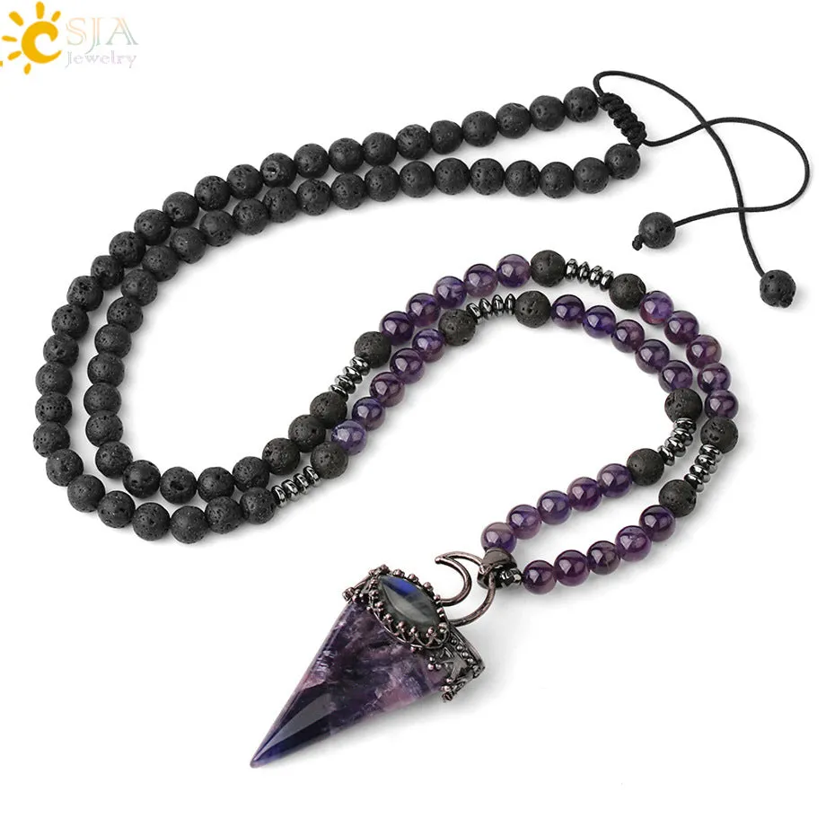 Fashion and Beautiful Ladies Natural Crystal Necklace Triangle Moon Adjustable Necklace