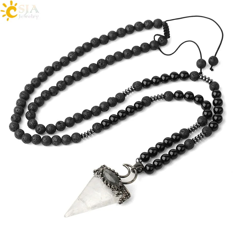 Fashion and Beautiful Ladies Natural Crystal Necklace Triangle Moon Adjustable Necklace