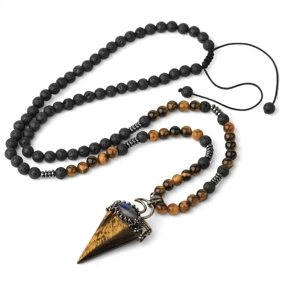 Fashion and Beautiful Ladies Natural Crystal Necklace Triangle Moon Adjustable Necklace