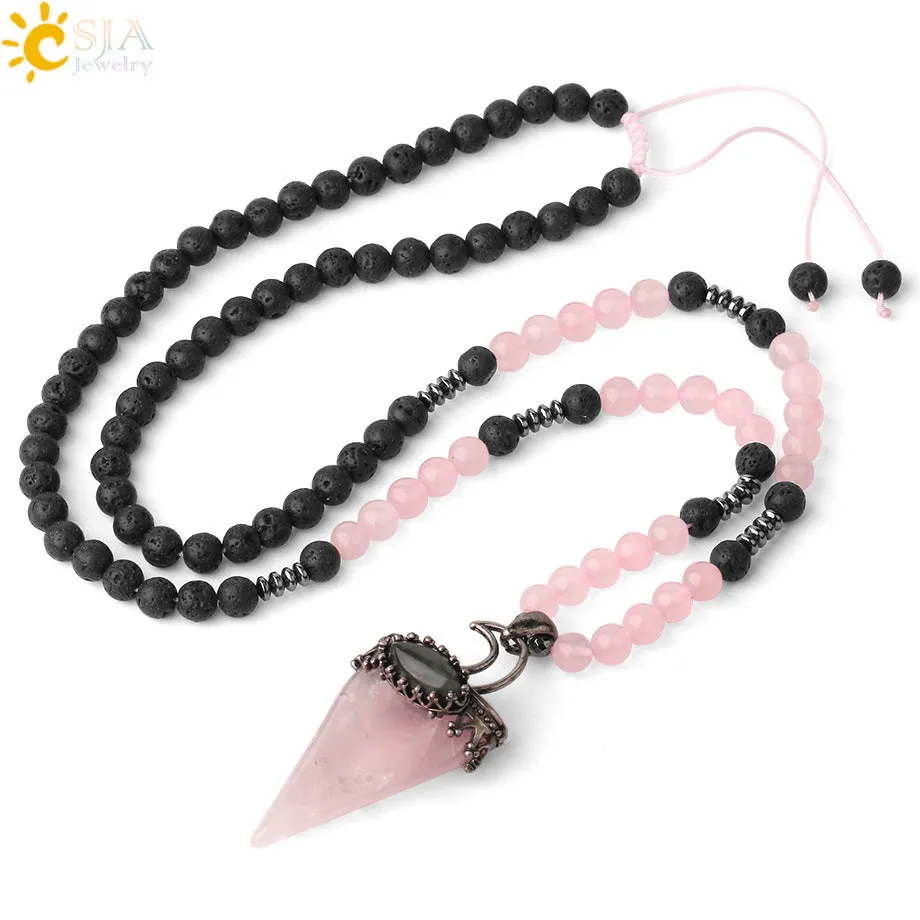 Fashion and Beautiful Ladies Natural Crystal Necklace Triangle Moon Adjustable Necklace