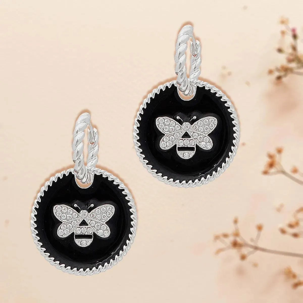 Fashion Jewelry: Whimsical Black & Silver Bee Earrings for Unique Fashionistas