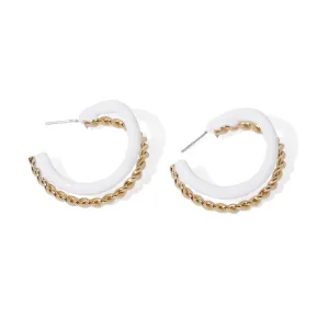 Fashion Women's Earrings Irregular Twist Shape C- Shaped Earrings Brass Plated 18K