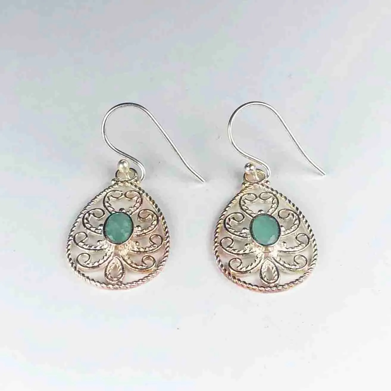 Fashionable Blue Earrings Made of Brass Silver Polished Danglers