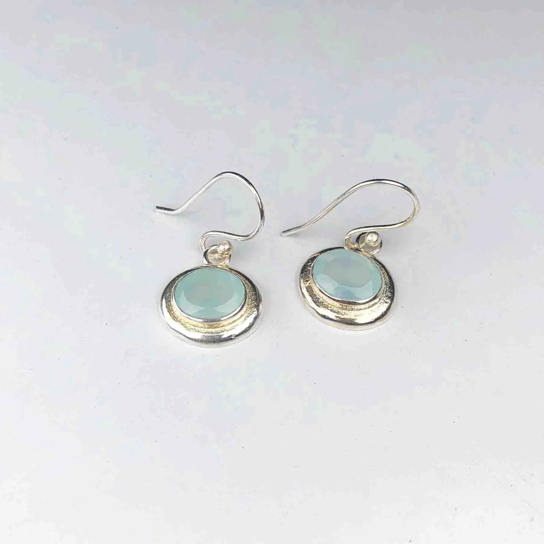 Fashionable Blue Opal Earrings Made of Brass Silver Polished Danglers