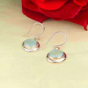 Fashionable Blue Opal Earrings Made of Brass Silver Polished Danglers