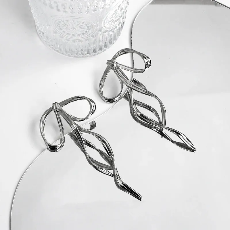 Fashionable Bow Design Long Earrings