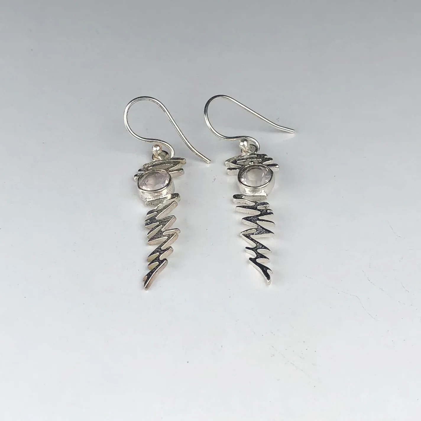 Fashionable Clear Quartz Earrings Made of Brass Silver Polished Danglers
