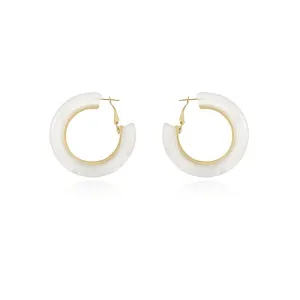 Fashionable Faux Amber Hoop Earrings