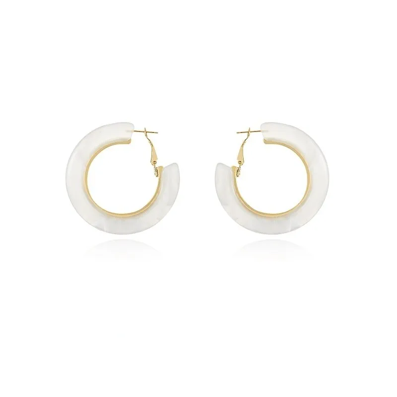 Fashionable Faux Amber Hoop Earrings