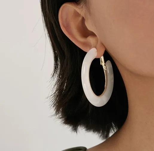 Fashionable Faux Amber Hoop Earrings