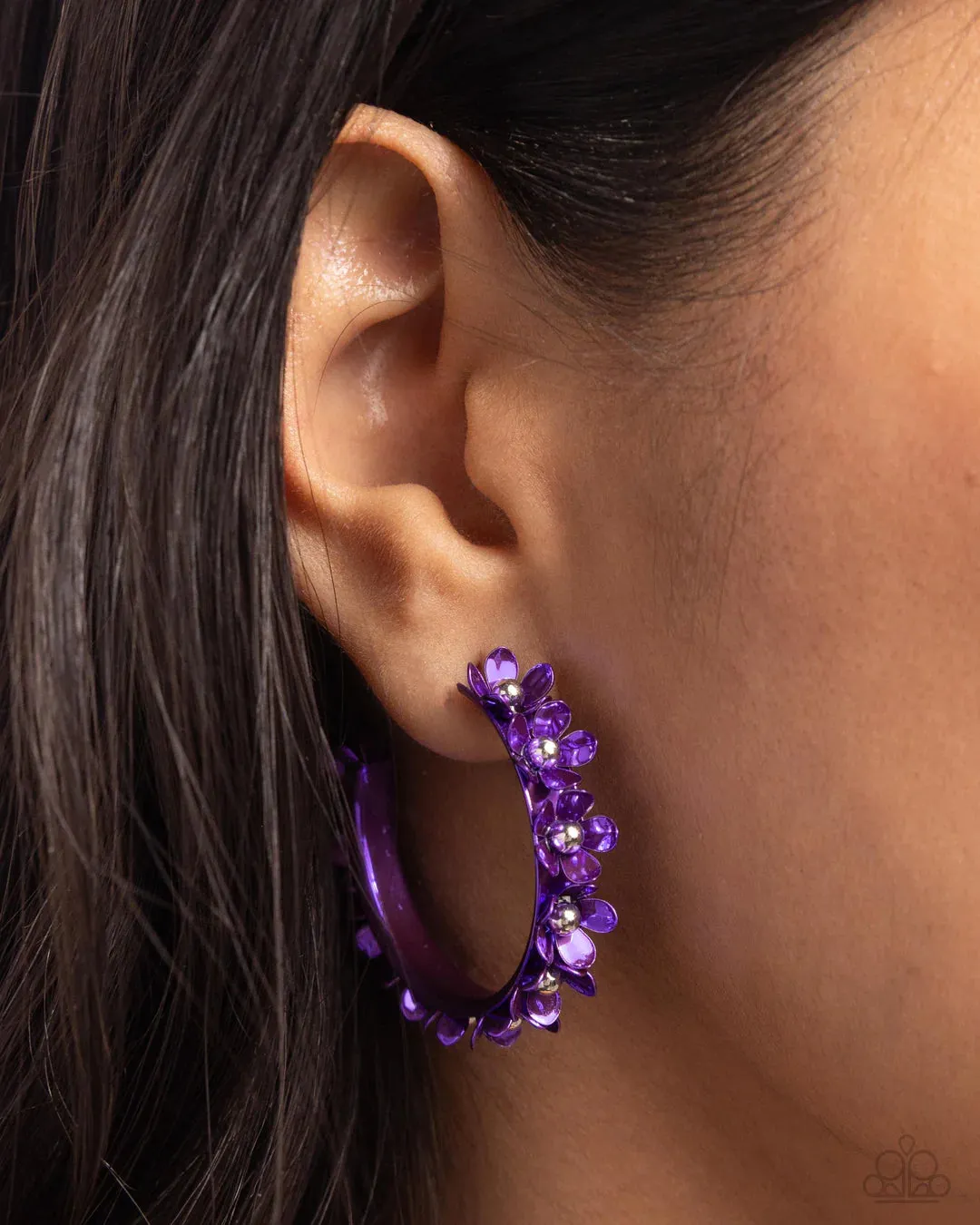 Fashionable Flower Crown - Purple Earrings