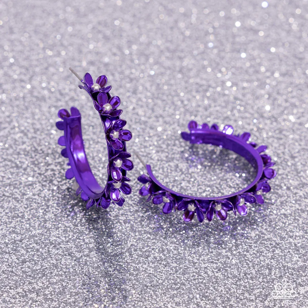Fashionable Flower Crown - Purple Earrings