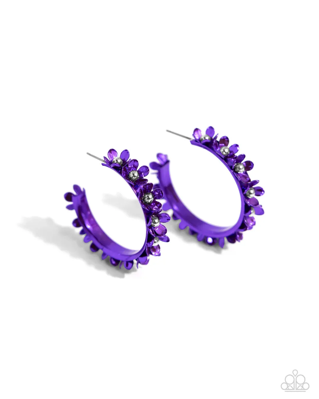 Fashionable Flower Crown - Purple Earrings