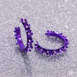 Fashionable Flower Crown - Purple Earrings