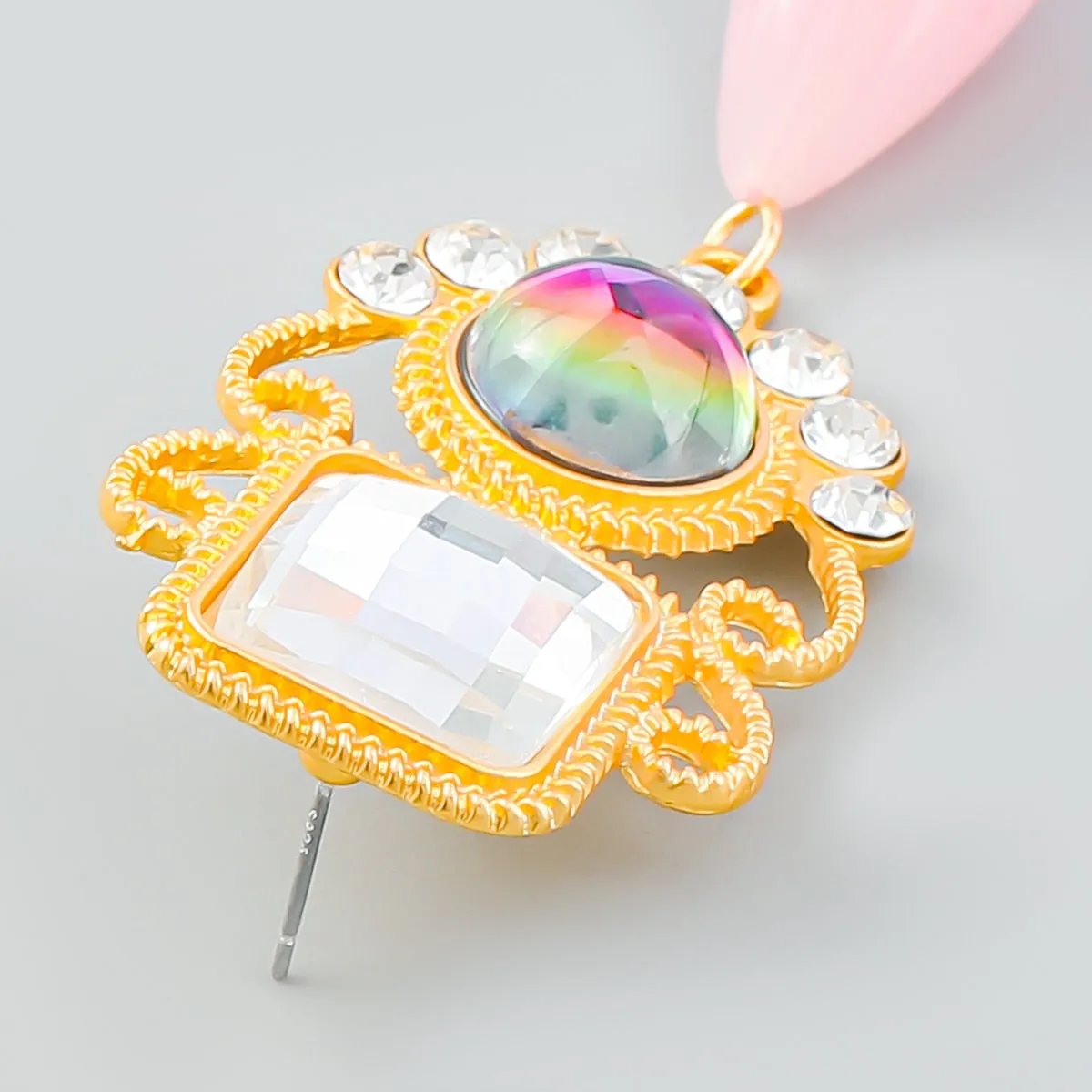 Fashionable Metal Square Acrylic Resin Earrings Women