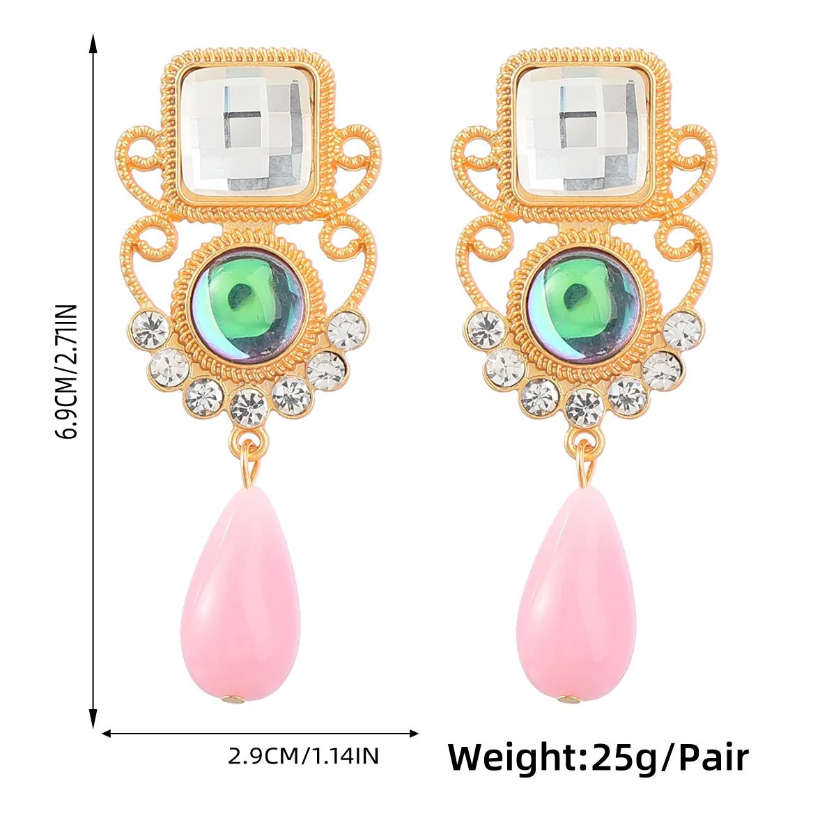 Fashionable Metal Square Acrylic Resin Earrings Women